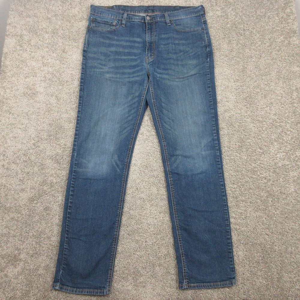 Levis Jeans Mens 38x34 Blue 541 Athletic Tapered Faded Whisker Zip Denim Pants